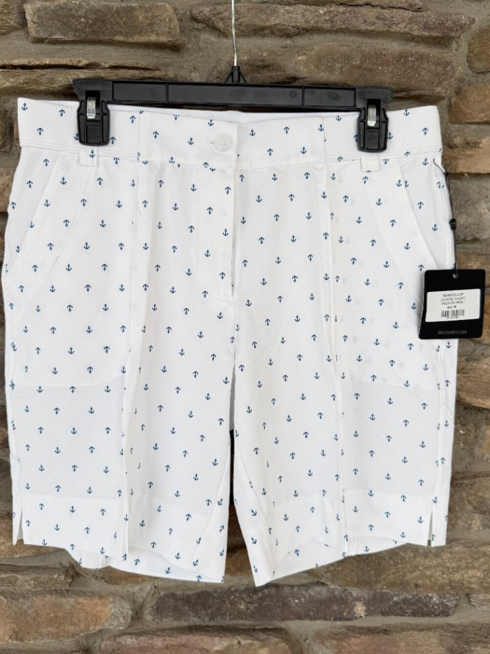 White Anchor-Print Athletic Shorts for Women